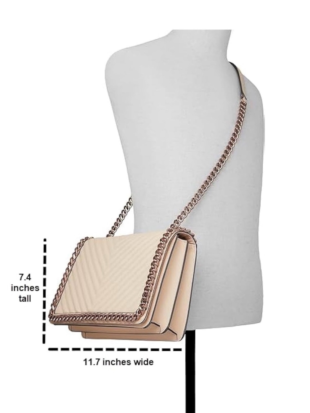 ALDO Greenwald Quilted Silver Chain Crossbody Bag – Blush Pink